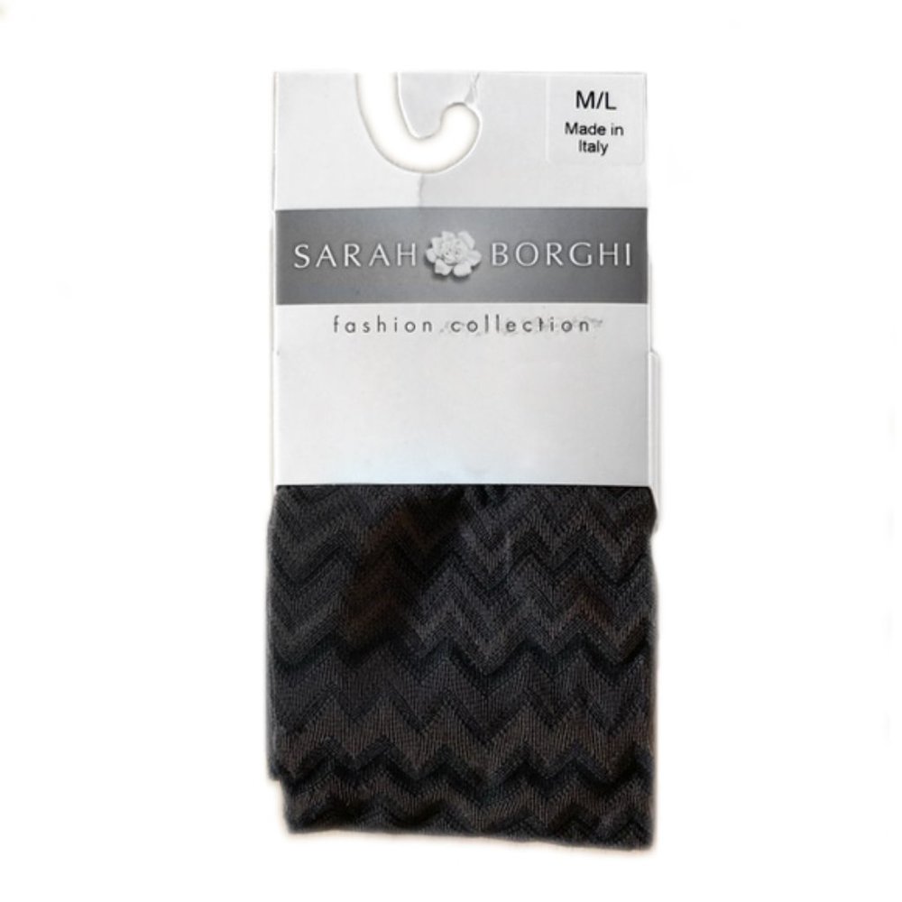 Sarah Borghi brown black chevron print tights Medium Large